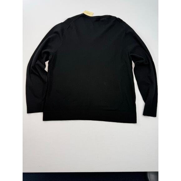 Eddie Bauer Cotton Cashmere V-Neck Sweater Black NWT Men’s Size Large Minimalist - Picture 4 of 8